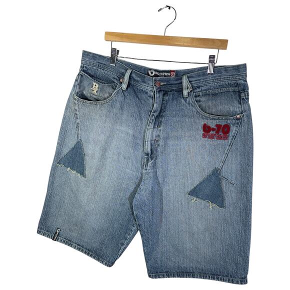 Vintage Bklyn Xpress Patchwork Denim Shorts 39 - Picture 3 of 7